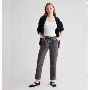 Quince Cotton Linen Twill Straight Leg Pant Charcoal Women's S Ankle Relaxed Fit